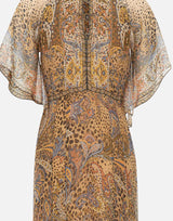 Abito lungo in seta con foulard e motivo paisley animalier WRHA0527 99SP1K8X0826 ETRO 