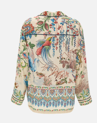 Camicia in twill con stampa flora e fauna WRIA0100 99SPSI4X0802 ETRO 