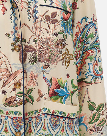 Camicia in twill con stampa flora e fauna WRIA0100 99SPSI4X0802 ETRO 