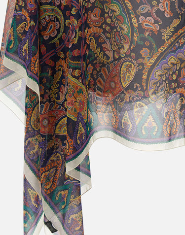 Top poncho in seta con stampa paisley floreale WRJA0027 AKG22X0883 ETRO 