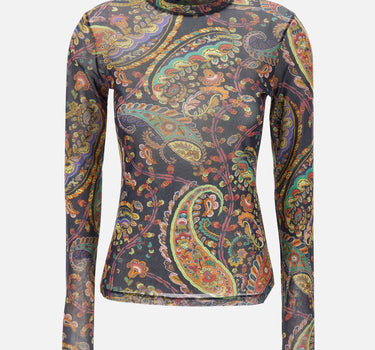 Top in tulle stretch con motivo Paisley WRJA0038 AKG51X0884 ETRO 
