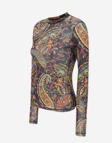Top in tulle stretch con motivo Paisley WRJA0038 AKG51X0884 ETRO 