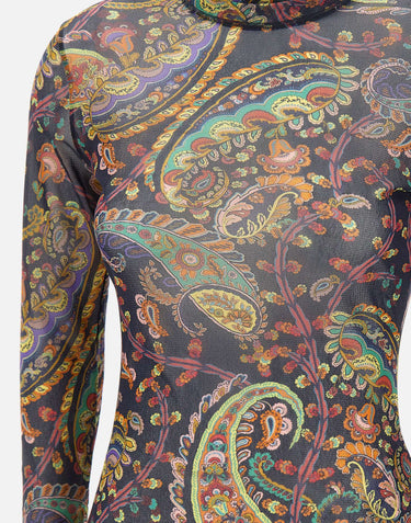 Top in tulle stretch con motivo Paisley WRJA0038 AKG51X0884 ETRO 