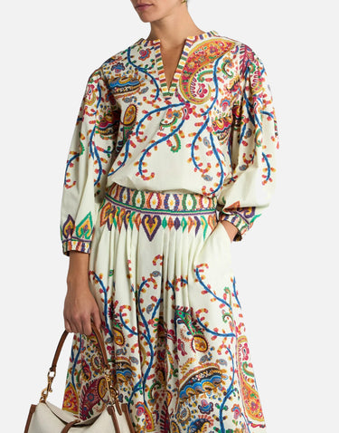 Blusa in cotone con stampa paisley floreale WRJA0088 99SP5I1X0800 ETRO 