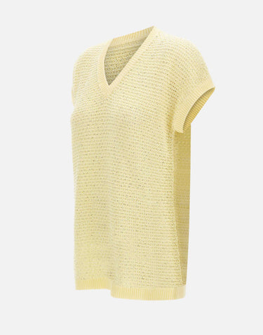 FABIANA FILIPPI Maglia smanicata con paillettes YELLOW Donna 