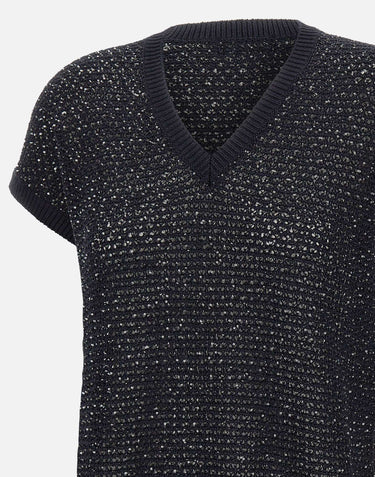 Maglia smanicata con paillettes MAD276F531 M120VR5 FABIANA FILIPPI 