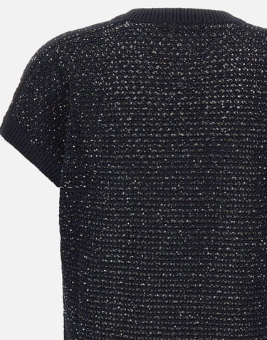 Maglia smanicata con paillettes MAD276F531 M120VR5 FABIANA FILIPPI 