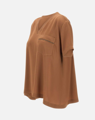 FABIANA FILIPPI Top in misto viscosa BROWN Donna 