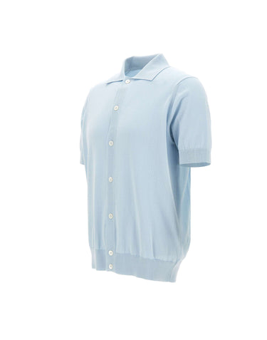 FILIPPO DE LAURENTIIS Camicia in maglia di cotone Light Blue Uomo 