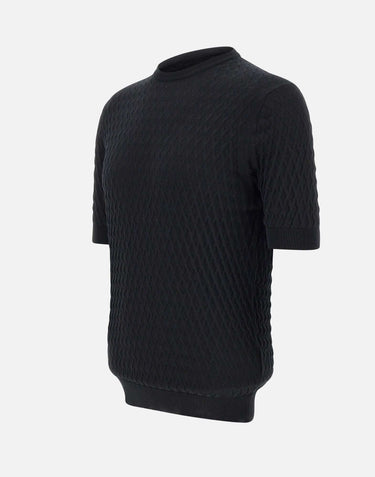 FILIPPO DE LAURENTIIS Maglia in crepe di cotone BLACK Uomo 