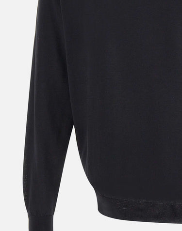 FILIPPO DE LAURENTIIS Maglia in crepe di cotone BLACK Uomo 