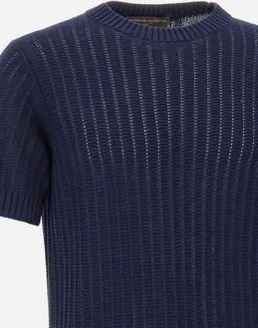 FILIPPO DE LAURENTIIS Maglia a maniche corte in cotone BLUE Uomo 