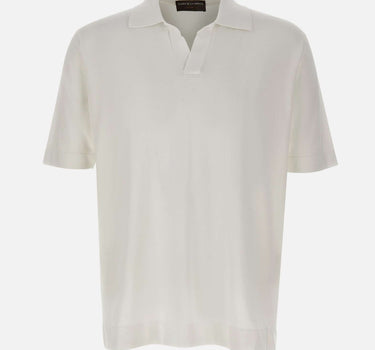 FILIPPO DE LAURENTIIS Polo in crêpe di cotone WHITE Uomo 