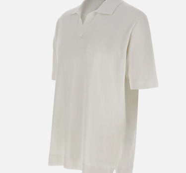 FILIPPO DE LAURENTIIS Polo in crêpe di cotone WHITE Uomo 