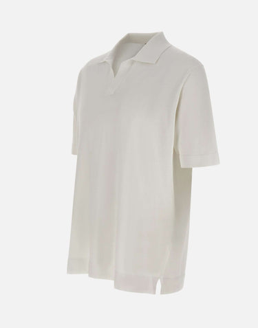 FILIPPO DE LAURENTIIS Polo in crêpe di cotone WHITE Uomo 