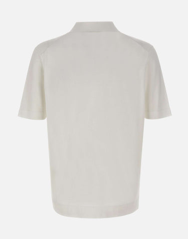 FILIPPO DE LAURENTIIS Polo in crêpe di cotone WHITE Uomo 