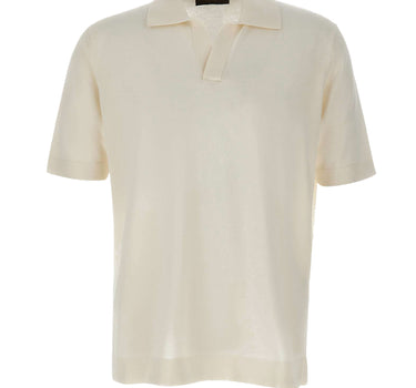 FILIPPO DE LAURENTIIS Polo in crêpe di cotone WHITE Uomo 
