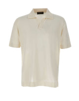 FILIPPO DE LAURENTIIS Polo in crêpe di cotone WHITE Uomo 