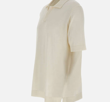 FILIPPO DE LAURENTIIS Polo in crêpe di cotone WHITE Uomo 