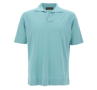 FILIPPO DE LAURENTIIS Polo in crêpe di cotone Light Blue Uomo 