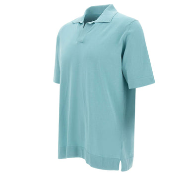 FILIPPO DE LAURENTIIS Polo in crêpe di cotone Light Blue Uomo 