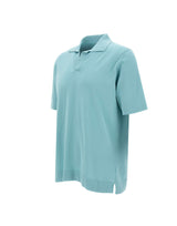 FILIPPO DE LAURENTIIS Polo in crêpe di cotone Light Blue Uomo 