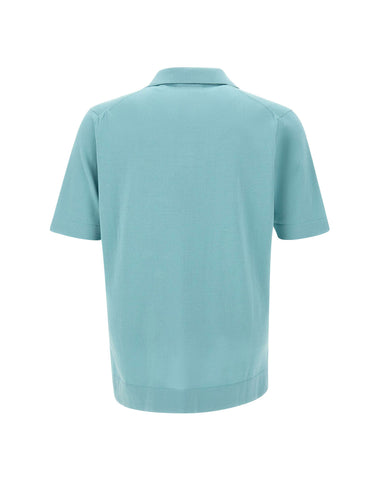 FILIPPO DE LAURENTIIS Polo in crêpe di cotone Light Blue Uomo 