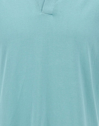FILIPPO DE LAURENTIIS Polo in crêpe di cotone Light Blue Uomo 
