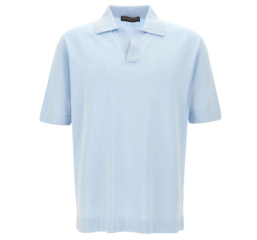 FILIPPO DE LAURENTIIS Polo in crêpe di cotone Light Blue Uomo 