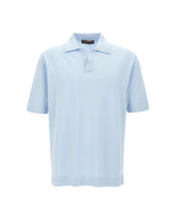 FILIPPO DE LAURENTIIS Polo in crêpe di cotone Light Blue Uomo 