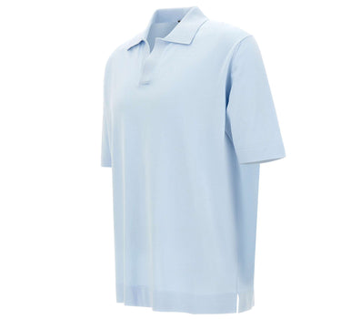 FILIPPO DE LAURENTIIS Polo in crêpe di cotone Light Blue Uomo 