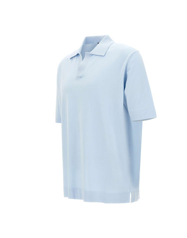 FILIPPO DE LAURENTIIS Polo in crêpe di cotone Light Blue Uomo 