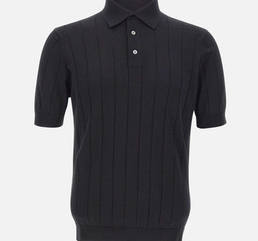 FILIPPO DE LAURENTIIS Polo in crepe di cotone BLACK Uomo 