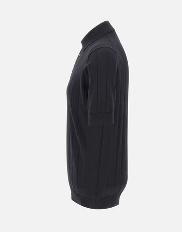 FILIPPO DE LAURENTIIS Polo in crepe di cotone BLACK Uomo 