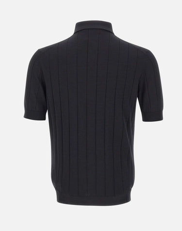 FILIPPO DE LAURENTIIS Polo in crepe di cotone BLACK Uomo 