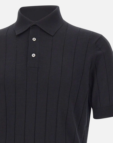 FILIPPO DE LAURENTIIS Polo in crepe di cotone BLACK Uomo 