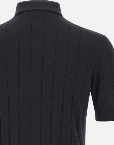 FILIPPO DE LAURENTIIS Polo in crepe di cotone BLACK Uomo 