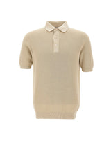 FILIPPO DE LAURENTIIS Polo in crêpe di cotone BEIGE Uomo 