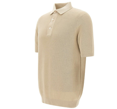 FILIPPO DE LAURENTIIS Polo in crêpe di cotone BEIGE Uomo 