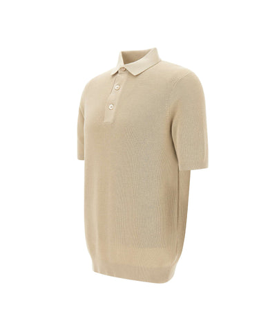 FILIPPO DE LAURENTIIS Polo in crêpe di cotone BEIGE Uomo 