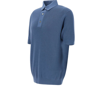 FILIPPO DE LAURENTIIS Polo in crêpe di cotone BLUE Uomo 