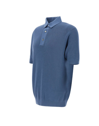 FILIPPO DE LAURENTIIS Polo in crêpe di cotone BLUE Uomo 