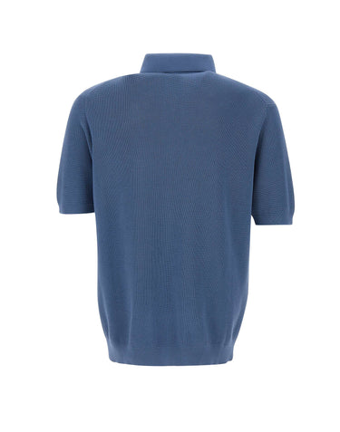 FILIPPO DE LAURENTIIS Polo in crêpe di cotone BLUE Uomo 