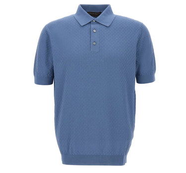 FILIPPO DE LAURENTIIS Polo in cotone a punto quadretto BLUE Uomo 