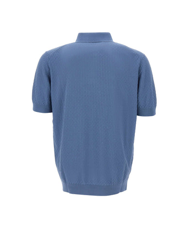 FILIPPO DE LAURENTIIS Polo in cotone a punto quadretto BLUE Uomo 