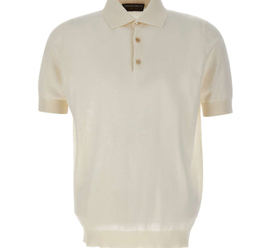 FILIPPO DE LAURENTIIS Polo in crêpe di cotone WHITE Uomo 
