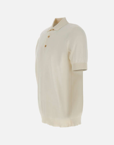 FILIPPO DE LAURENTIIS Polo in crêpe di cotone WHITE Uomo 