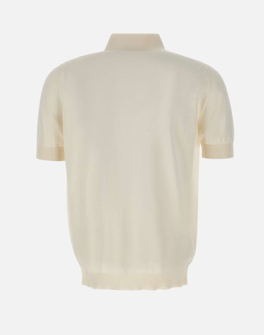 FILIPPO DE LAURENTIIS Polo in crêpe di cotone WHITE Uomo 