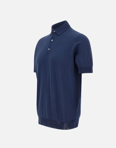 FILIPPO DE LAURENTIIS Polo in crêpe di cotone BLUE Uomo 