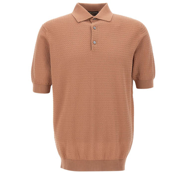FILIPPO DE LAURENTIIS Polo in cotone con lavorazione a treccine BROWN Uomo 